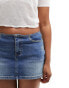 Juicy Couture diamante stretch denim micro skirt in mid blue