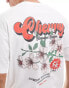 Jack & Jones oversized t-shirt with cherry blossom backprint in white