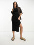 Фото #4 товара ASOS DESIGN knitted racer midi dress in black