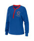 Women's Royal Chicago Cubs Waffle Henley Long Sleeve T-shirt