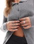 Фото #2 товара Miss Selfridge rib knit fitted cardigan in grey marl