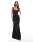 Фото #1 товара ASOS DESIGN lace & satin ruched faux-ord maxi in black