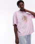 Фото #1 товара Topman extreme oversized fit t-shirt with sun embroidery in washed pink