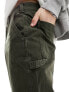 Фото #9 товара Abercrombie & Fitch loose workwear carpenter trousers in dark green