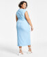 Фото #2 товара Trendy Plus Size Ribbed Cap-Sleeve Belted Dress, Created for Macy's