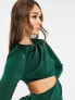 Фото #2 товара ASOS DESIGN Satin drape front midi dress with side cut out waist detail in dark green