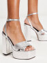 ASOS DESIGN Nocturnal platform high block heeled sandals in silver