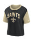 Women's Gold, Black New Orleans Saints High Hip Fashion T-shirt