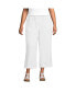 Фото #1 товара Plus Size High Rise Drawstring Linen Wide Leg Crop Pants