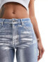 Only Jaci denim coated straight jeans in silver