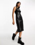 Фото #4 товара Stradivarius faux leather tank midi dress in black