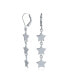 ფოტო #1 პროდუქტის American USA Patriotic Celestial Rock Three Star Linear Drop Dangle Earrings for Women .925 Sterling Silver French Wire