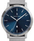 ფოტო #3 პროდუქტის Unisex Huxley Silver Blue Silver-Tone Stainless Steel Mesh Watch 40mm