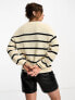 Фото #5 товара Only ribbed knit jumper in cream and black stripe