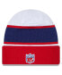 ფოტო #2 პროდუქტის Men's White, Navy NFL 2023 Sideline Tech Cuffed Knit Hat