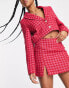 Фото #2 товара Miss Selfridge boucle mini skirt co-ord in pink and red check