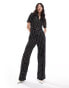 Фото #1 товара Mango tweed check jumpsuit in black