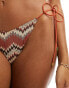 Фото #6 товара South Beach embroidered tie side bikini bottom in rust abstract print