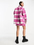 Фото #2 товара Noisy May longline shacket co-ord in pink check