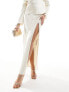 ASOS DESIGN satin maxi skirt with high side split in ivory