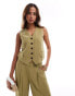 Фото #1 товара Vero Moda linen touch waistcoat co-ord in olive