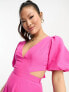 Forever New Petite puff sleeve maxi dress in pink