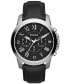 Фото #1 товара Часы Fossil Grant Black Leather Strap Watch