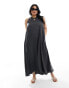 Фото #2 товара ASOS DESIGN Curve cupro clean halter maxi sundress in charcoal