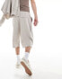 Фото #2 товара COLLUSION unisex co-ord relaxed wide leg tailored shorts in sand pinstripe