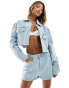 Фото #1 товара Kyo The Brand denim diamante shorts in light blue wash