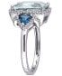 ფოტო #4 პროდუქტის Aquamarine (5 ct. t.w.) Blue Topaz (3/5 ct. t.w.) and Diamond (1/3 ct. t.w.) 3-Stone Halo Ring in 14k White Gold