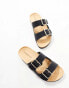 Glamorous double strap footbed sandals in black