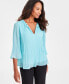 ფოტო #1 პროდუქტის Women's Pleated Chiffon Flutter-Sleeve Top, XS-4X, Created for Macy's