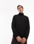 Topman premium classic long sleeve fleece interlock roll neck in black