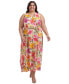 Plus Size Sleeveless Faux-Wrap Midi Dress