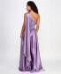 Фото #2 товара Juniors' Satin One-Shoulder Pleated Gown, Created for Macy's