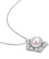 Cultured Freshwater Pearl (8-1/2mm) & Lab-Grown White Sapphire (1-1/3 ct. t.w.) Flower 18" Pendant Necklace in Sterling Silver