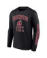 Фото #2 товара Men's Black Washington State Cougars Distressed Arch Over Logo Long Sleeve T-shirt