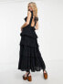 Фото #7 товара Reclaimed Vintage maxi smock dress with tiers in black
