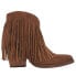 Фото #1 товара Dingo Tangles Fringe Embroidered Pointed Toe Pull On Booties Womens Brown Casual