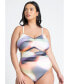 Фото #2 товара Plus Size Strapless Mesh Ruched One Piece - Sunset Glow