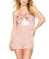 Vintage Rose Embroidery, Satin and Mesh Babydoll and G-string