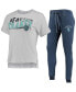 ფოტო #1 პროდუქტის Women's Deep Sea Blue, White Seattle Kraken Resurgence Slub Burnout Raglan T-shirt and Joggers Sleep Set