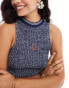 ASOS DESIGN knitted cami top with trim and embroidered anchor detail in twist yarn