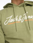 Jack & Jones overhead logo hoodie in pale green