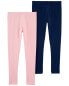 Kid 2-Pack Pink & Navy Leggings Set 10