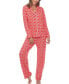ფოტო #1 პროდუქტის Women's 2 Piece Long Sleeve Heart Print Pajama Set