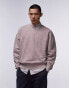 Topman premium heavyweight relaxed fit sweatshirt with acid wash in taupe - BROWN