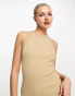 JJXX ribbed racer neck midaxi dress in sand