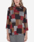 ფოტო #1 პროდუქტის Runway Ready Women's Houndstooth Patchwork Mock Neck Top